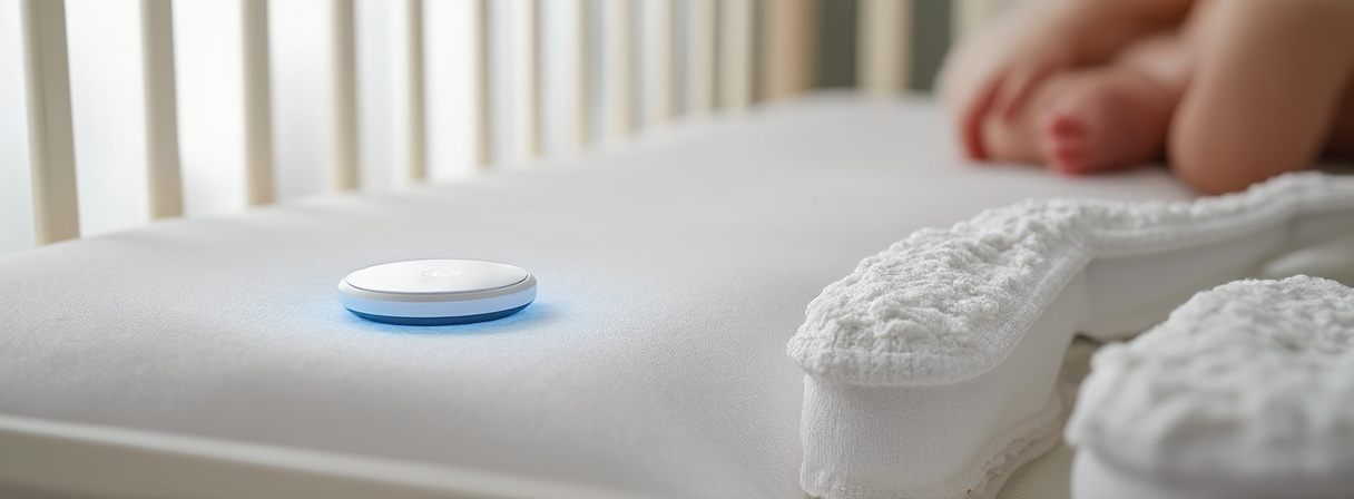 Sensormatte unter einer Babymatratze zur Bewegungsüberwachung